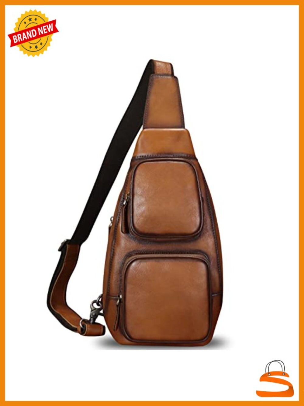 Genuine Leather Sling Bag Hiking Crossbody Backpack Anti-theft Daypack